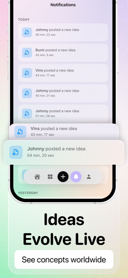 Live notifications as people post new ideas